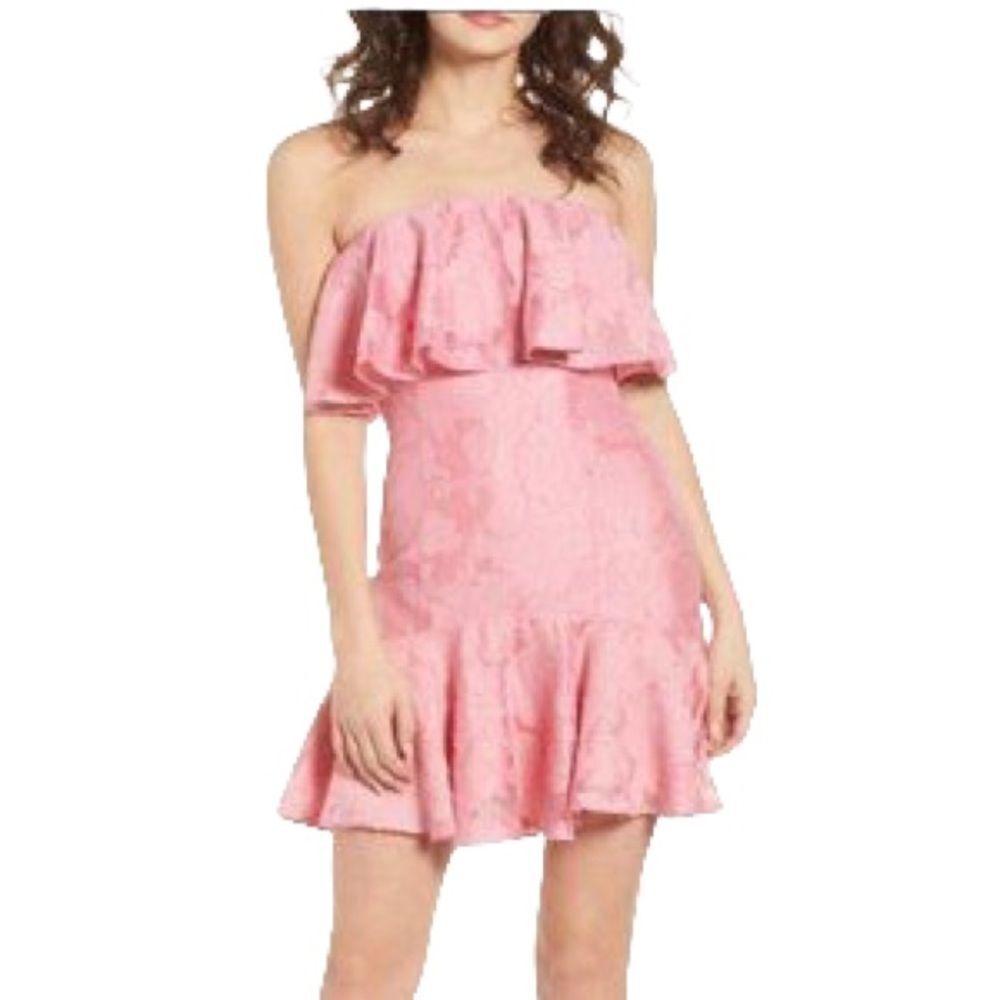 Pink Ruffle Strapless Dress
